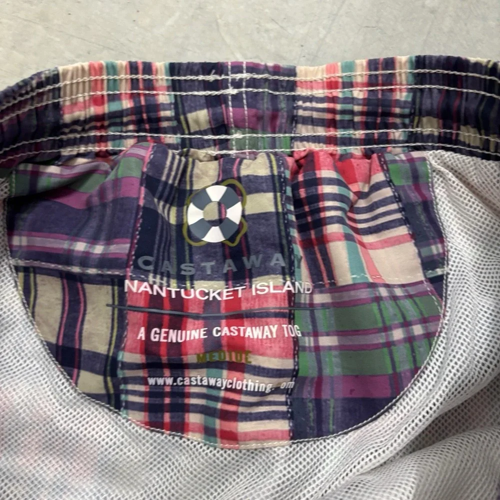 Castaway‎ Nantucket Shorts Swim Trunks Patchwork Plaid Men's Medium